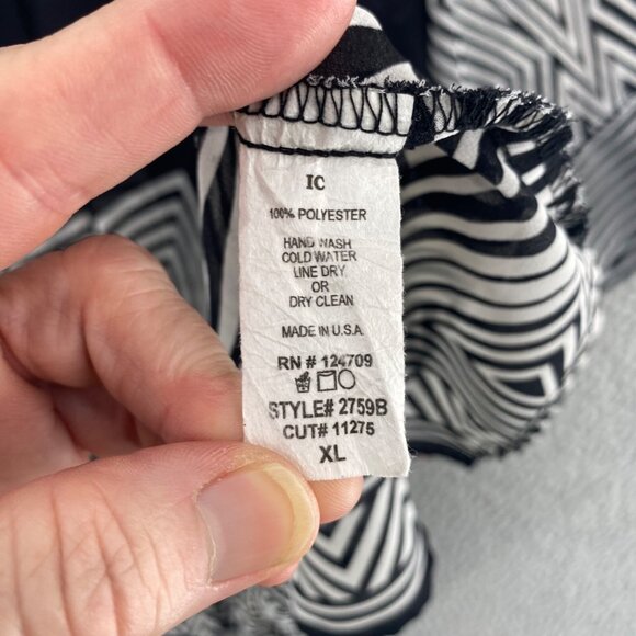 IC By Connie K Top Womens Extra Large Black Striped Button Collar 3/4 Sleeves* - Picture 8 of 11